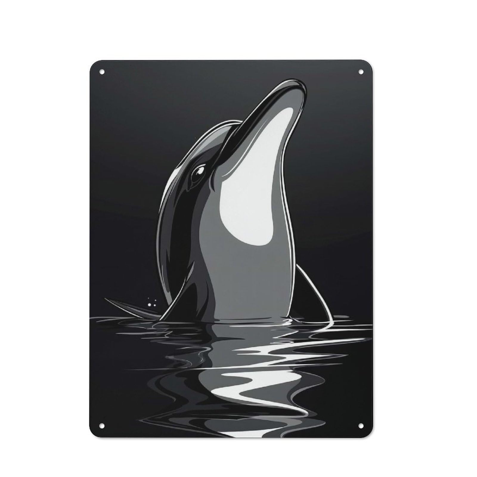 Junmoney Style-22 Tin Wall Plaque 40X30cm With Dolphin Silhouette For Studio Or Craft Room, Suited To Studio Decor Lovers