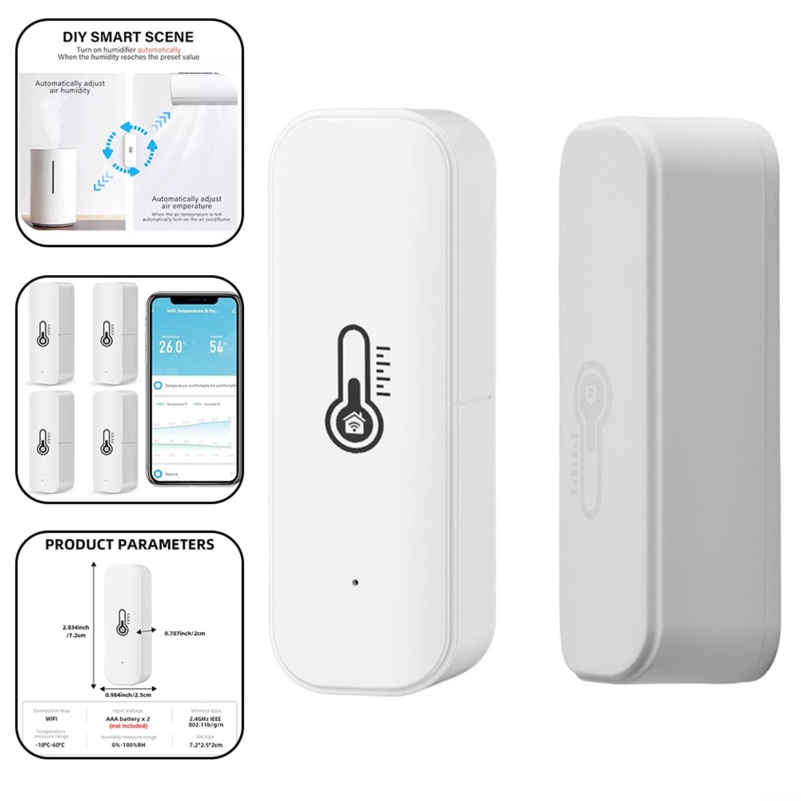 Hygrometer Thermometer Sensor,Für Tuya Smart WLAN/Für Zigbee Temperatur- Und Feuchtigkeitsdetektorsensor(4pcs WiFi)