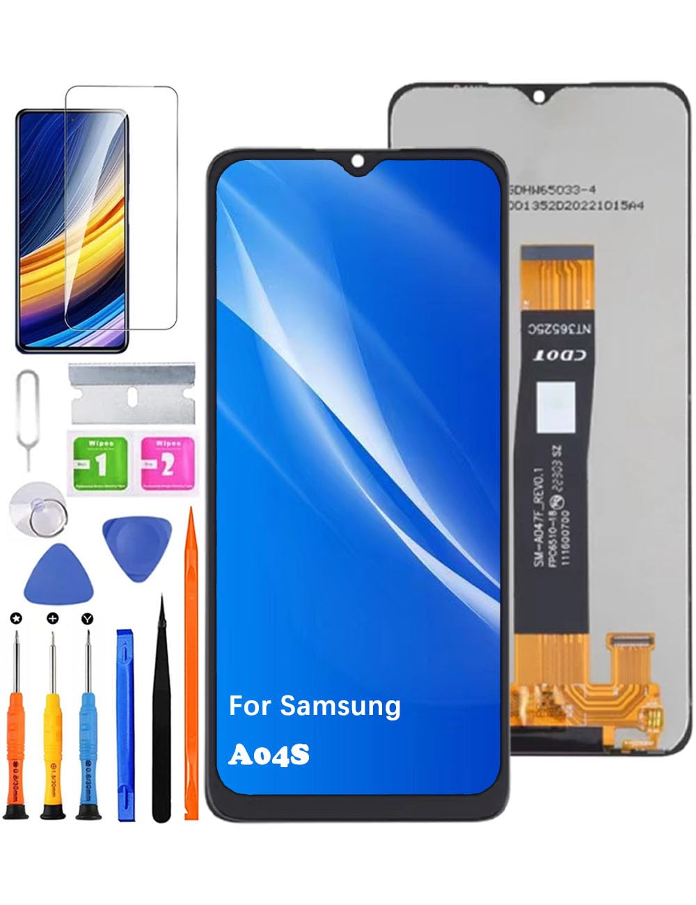 Écran pour Samsung A04s A047F A047F/DS A047F/DSN A047M | avec Kit de réparation，PLS LCD，Affichage HD，Remplacement d'écran