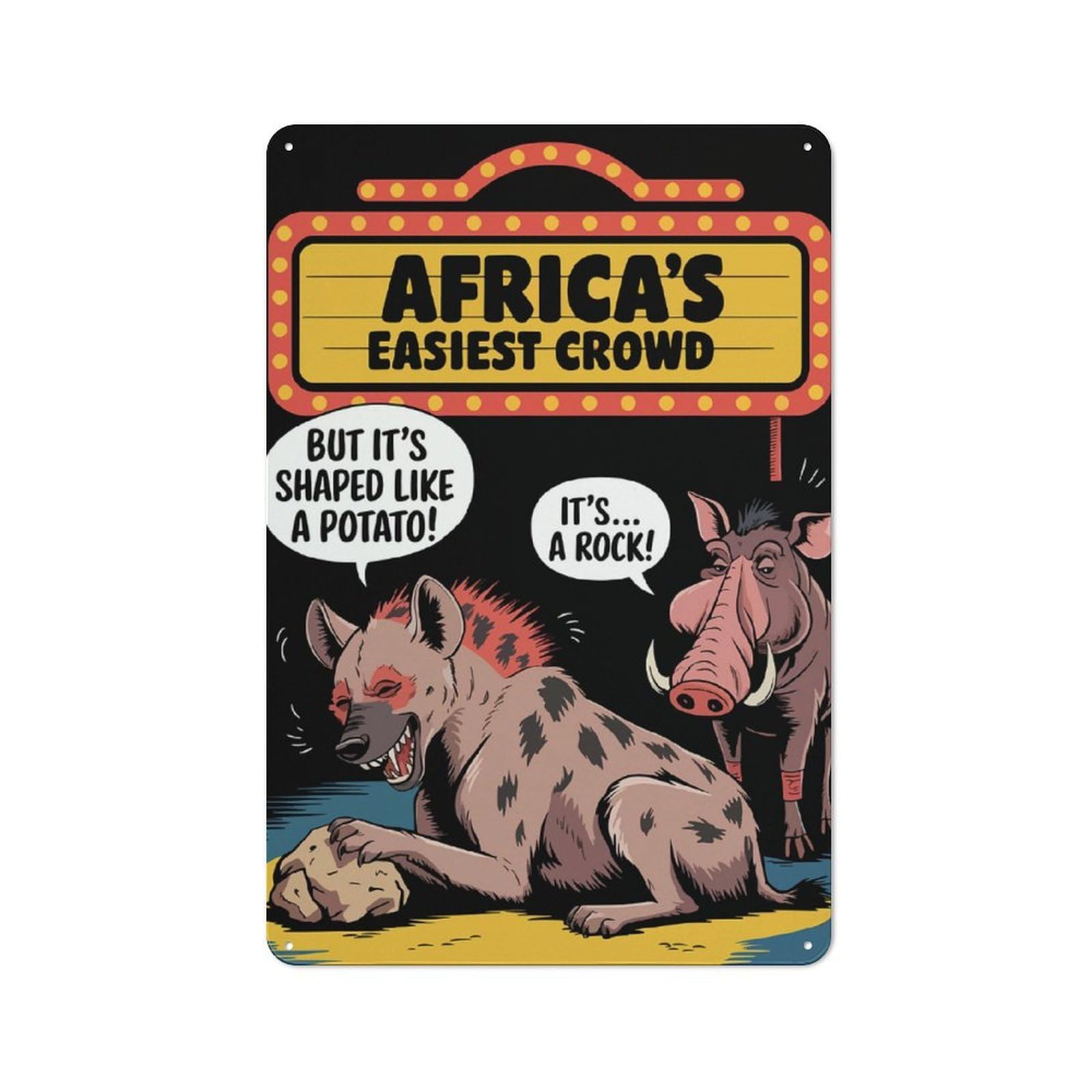 Junmoney Africa Easiest Crowd Classic Metal Wall Decor 30X20cm, Decorative Metal Sign For Workspace, Cafe, Shop Or Desk Area