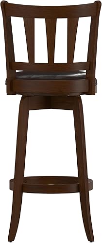 Miniatura 106 de Hillsdale Presque Isle Taburete giratorio de madera con asiento de piel sintética, altura de barra, color negro Negro -,gris (Aged