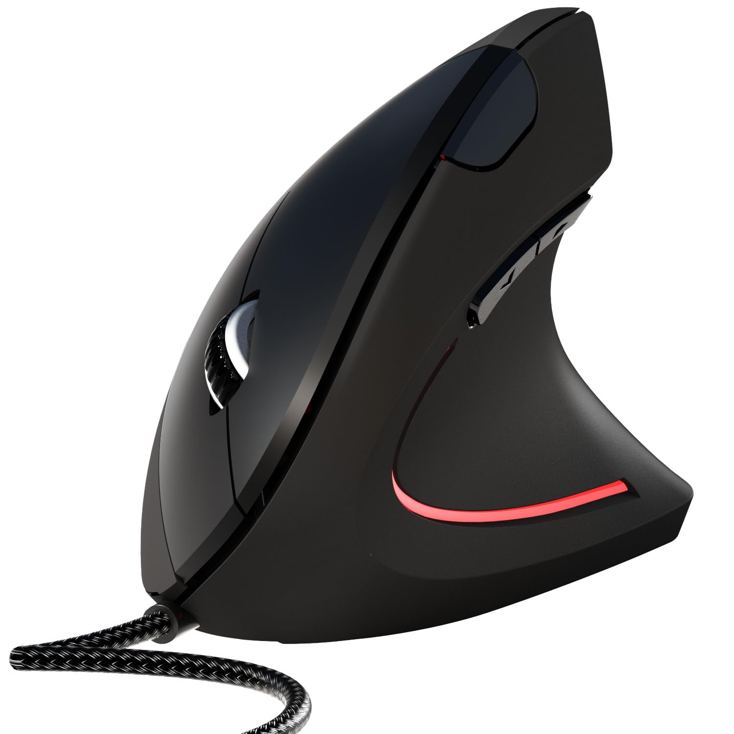 Wired Ergonomic Mouse,USB Wired Vertical Mouse with Nylon-Braided Cable,6400 Adjustable DPI for PC,Mac,Laptop- Black-image-36