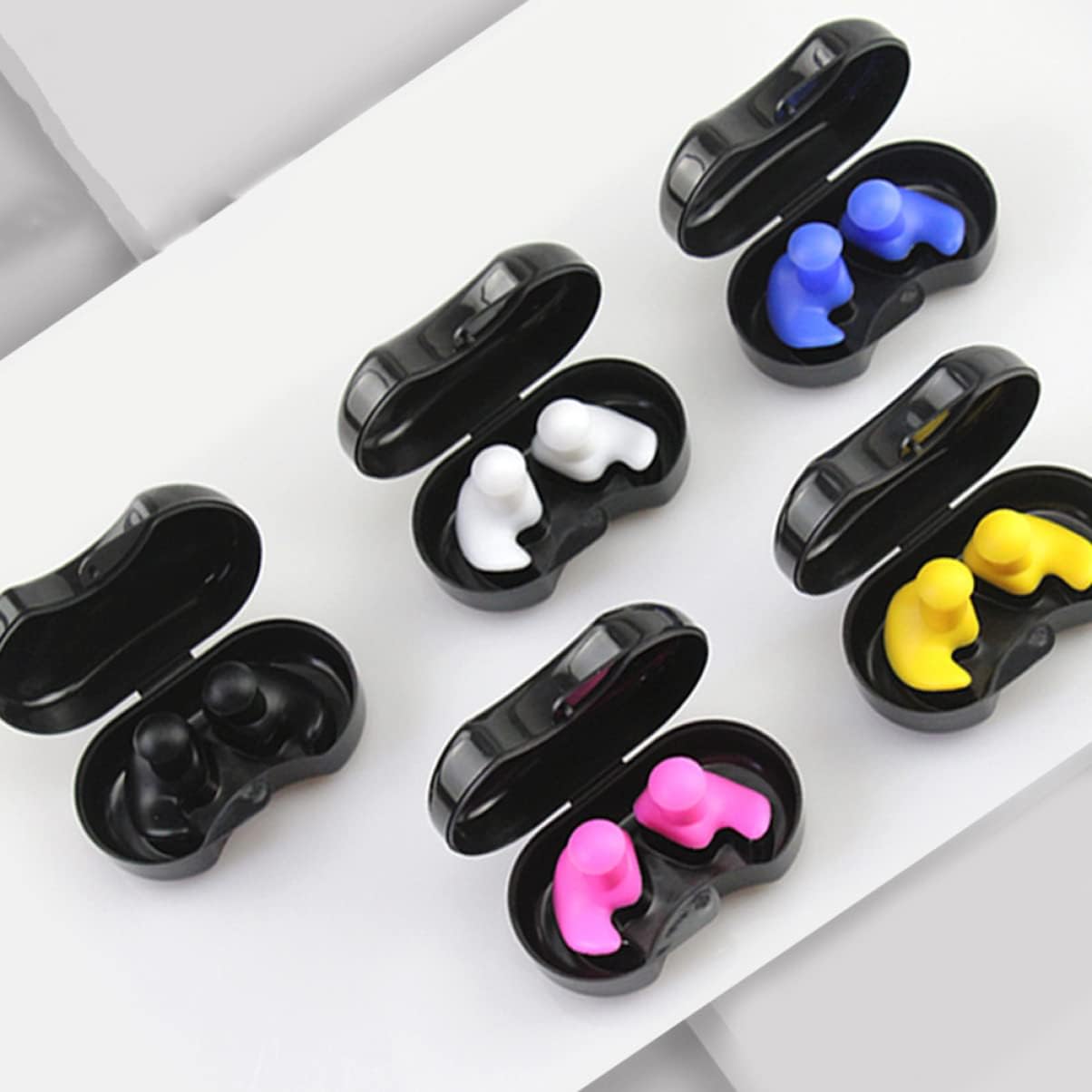4pairs Silicone Ear Plugs for Adults and Boys and Girls Reusable Swimming Earplugs for Surfing Snorkeling and Bathing Flexible and Comfortable Fit Black White and