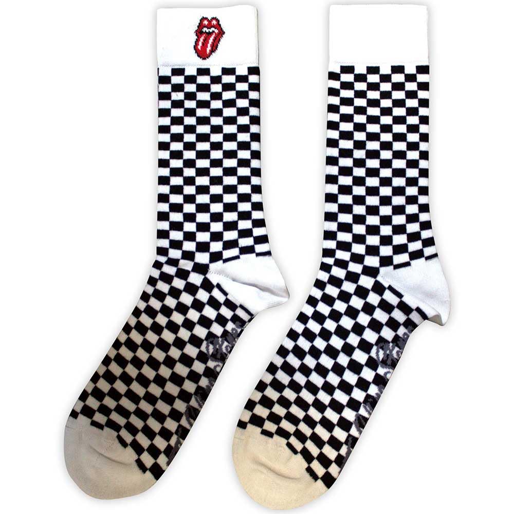 Paradiso Clothing Unisex White The Rolling Stones Check Ankle Socks
