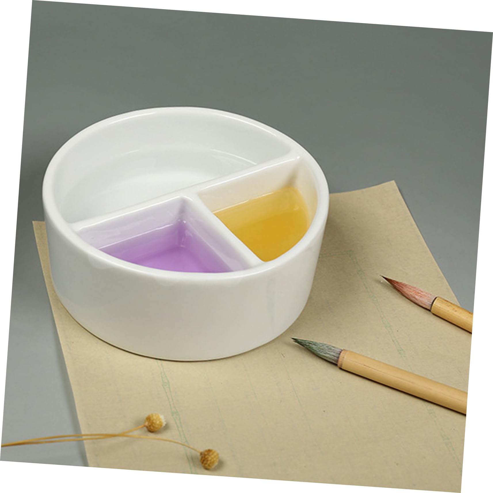 Uonlytech Pot à Pinceaux Portable Blanc Grosse Capacité en Céramique Résistant aux Chocs pour Nettoyage Pinceaux Maquillage pour Artistes et Amateurs de Calligraphie