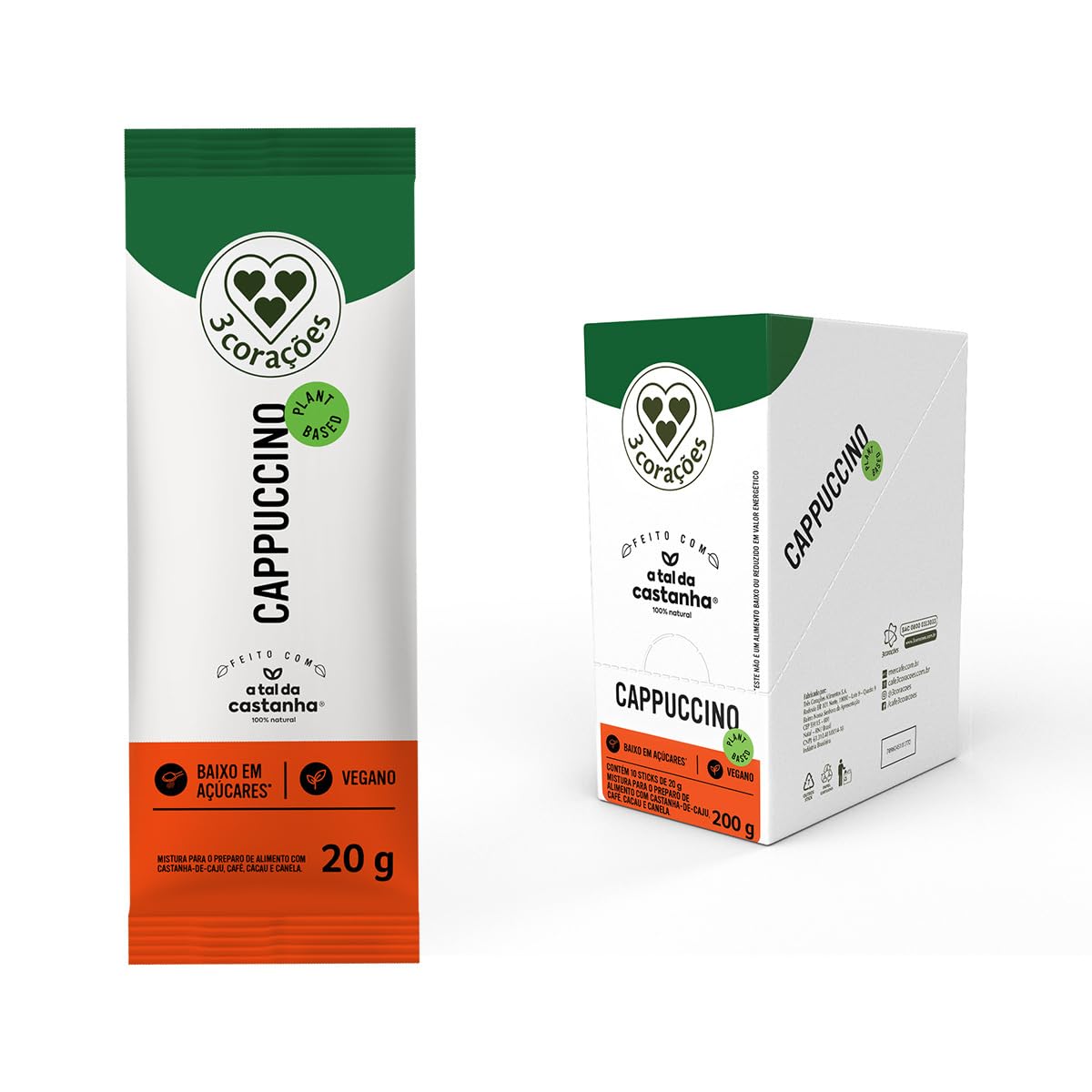 3 Corações Bebida Vegetal Cappuccino A Tal da Castanha sachê 20g