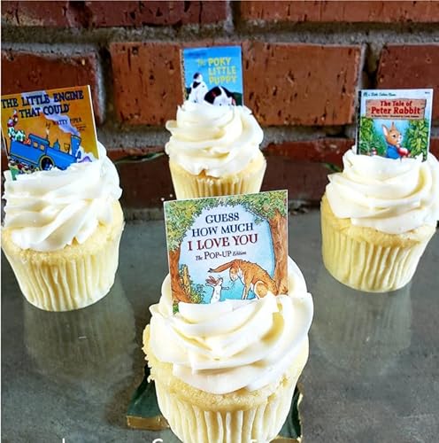 12 Edible Storybook Baby Shower Cupcake toppers - cake decorations for cupcakes or muffins Storybook Birthday Cupcake Toppers Book cake topper