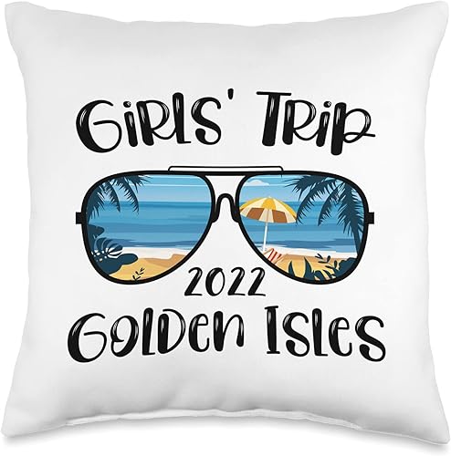 Girl's trip Upload finished 2022 fun trip squad Girls Trip Upload Finished 2022 Sunglasses Beach Spring Throw Pillow, 16x16, Multicolor