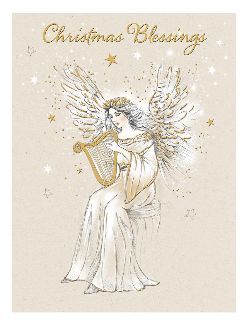 Christmas Card Open Religious Angel - 8 x 6 inches - Regal Publishing