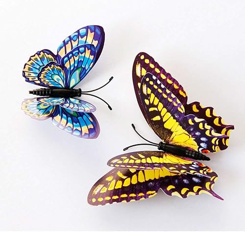 Miniatura 10 de DaGou Mezcla de 12 calcomanías de pared de mariposa rosa 3D para decoración de decoración artística (dorado)