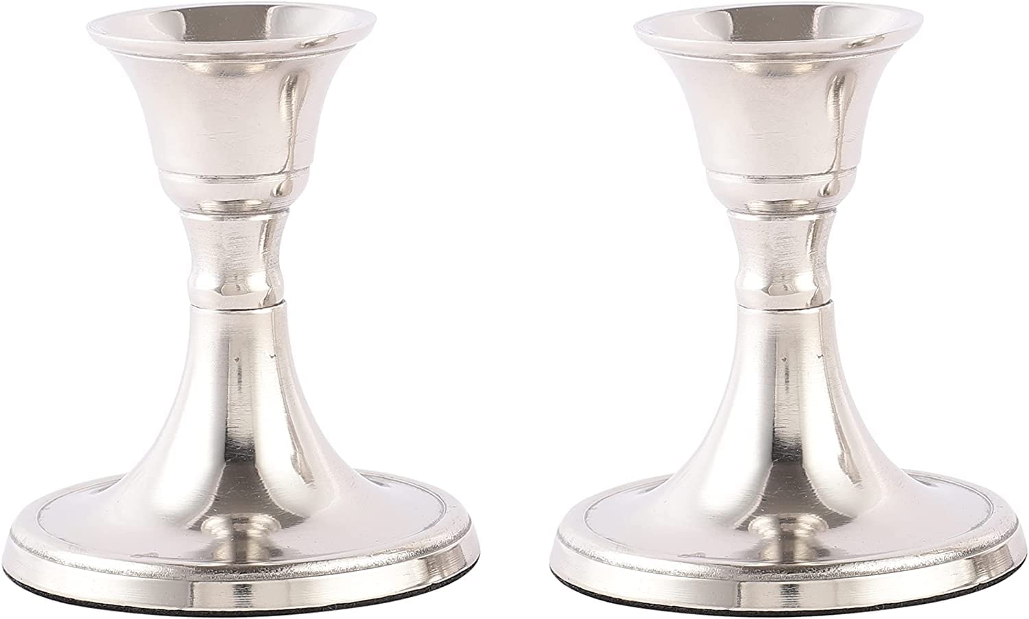 Voidrop Mini Candlestick Holders Set 2 Pcs,Taper Candle Holders, Candle Holders, candle holders for table centerpiece for Wedding, Festival, Party & Festival Decor (Silver)