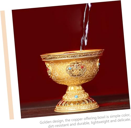 Miniatura 2 de Decoración de latón Accesorios para el hogar Decoración de diamante Plato de fruta budista Cuenco de agua tibetano Bendición Bandeja de frutas