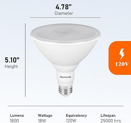 Miniatura 6 de Bombillas LED PAR38 para exteriores, 18 W (equivalente a 120 W), luz diurna 5000 K, luces de inundación LED regulables a la intemperie con base E26,