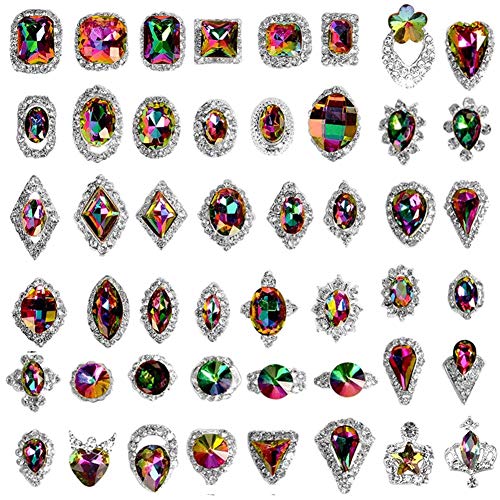 Ownsig 48pcs Colorful Crystals Nail Art Rhinestones Charms Gems Stones Decoration Craft Jewelry DIY (48Pcs Colorful)