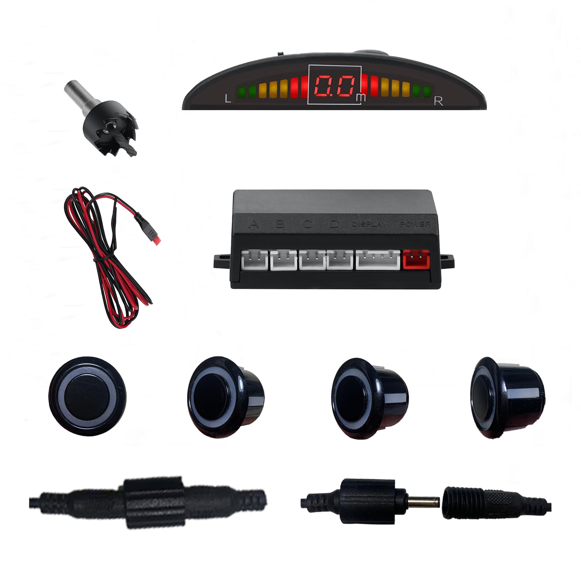 Parking Sensor Kit Backup Sensor Kit Reverse Sensor for Car 18 Color Options for Probes Adjustable Alarm Volume Professional Sensore de Reversa para Carro Safe Driving Assistant（Black）