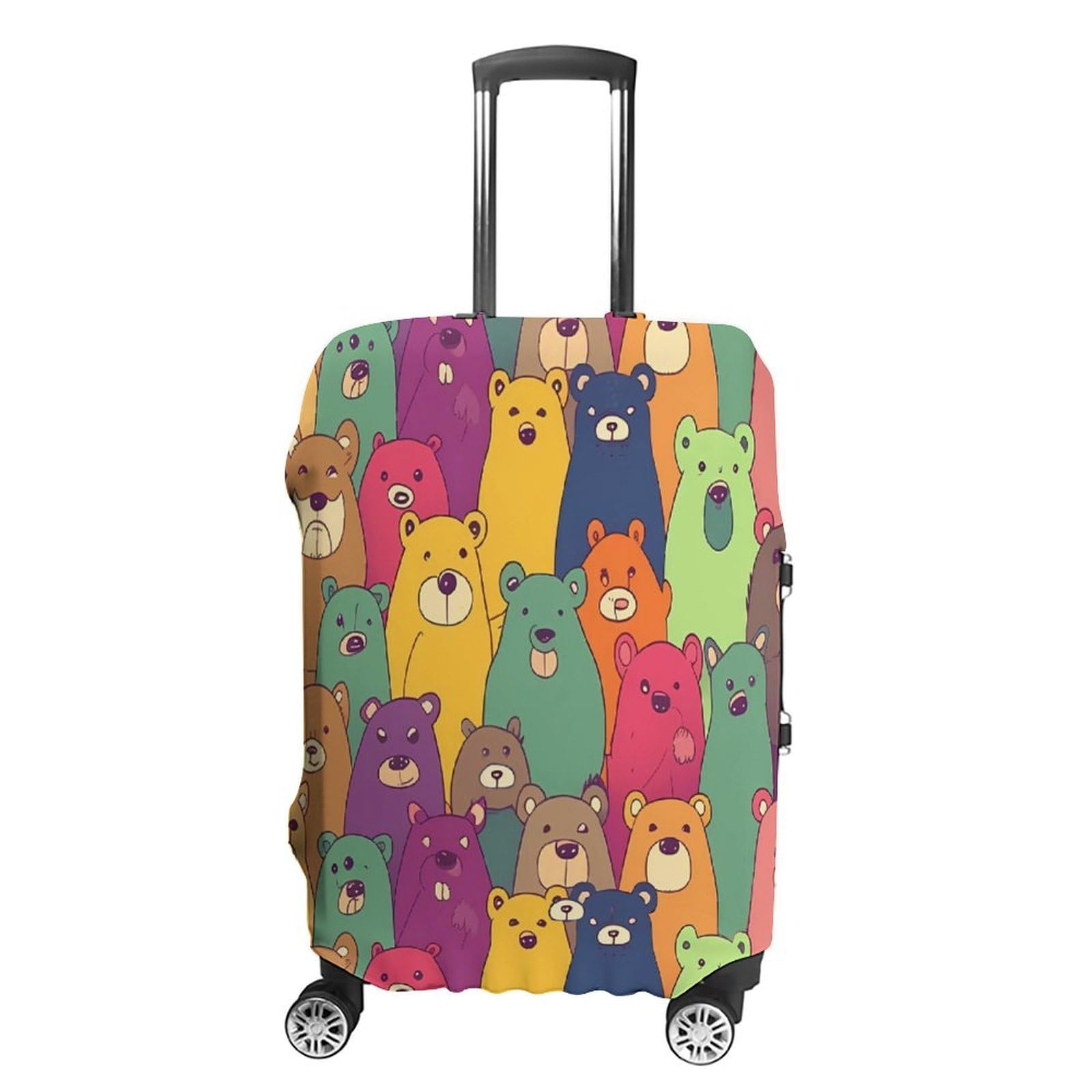 Housse de valise blanche en polyester motif ours M - 8