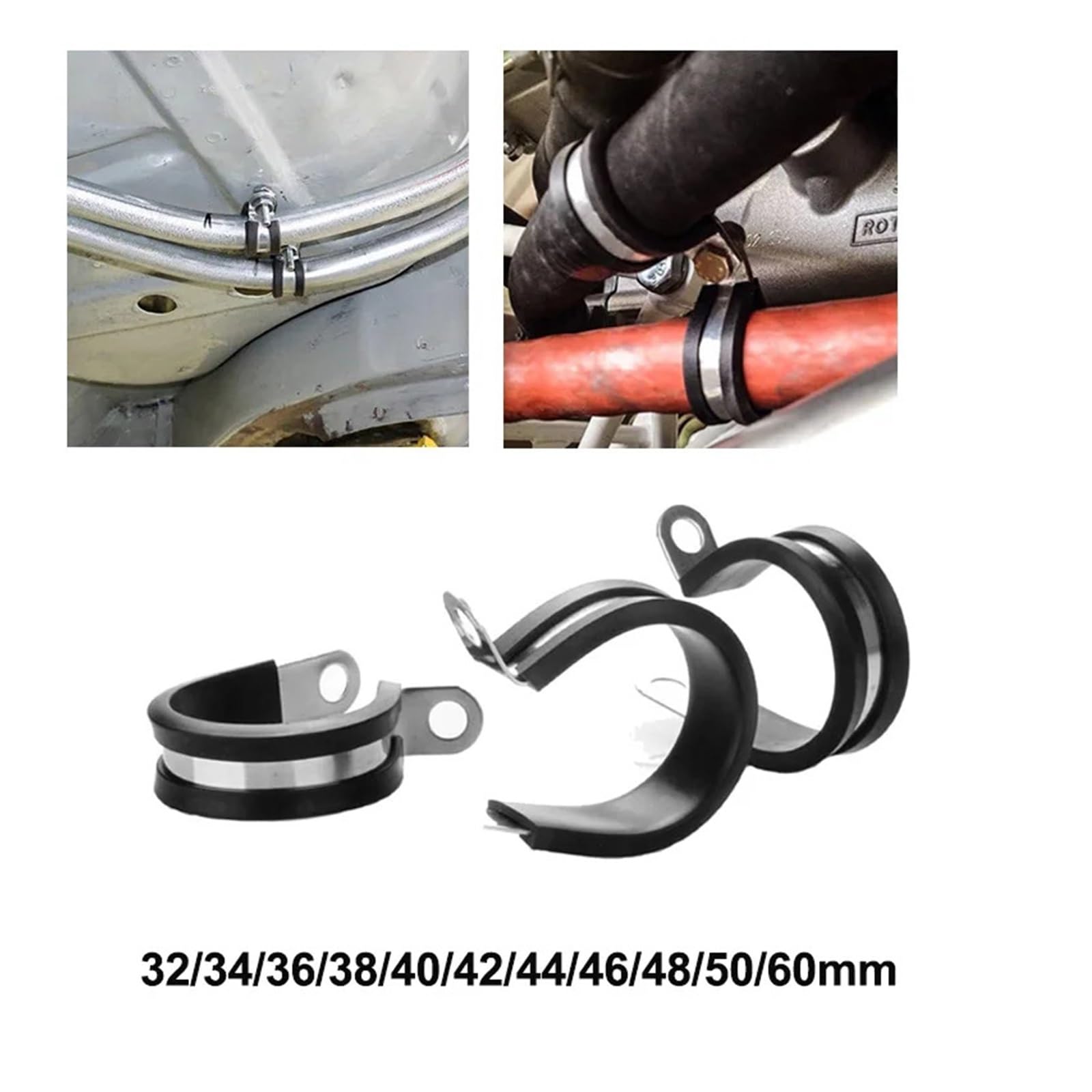 klipsy p wyłożone gumą, Zestaw obejm do rur typu R 6/12 ze stali nierdzewnej wyłożonych gumą, w wielu rozmiarach(34mm 12pcs)