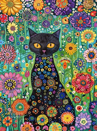 Rompecabezas Floral con Gato 14+ Años
