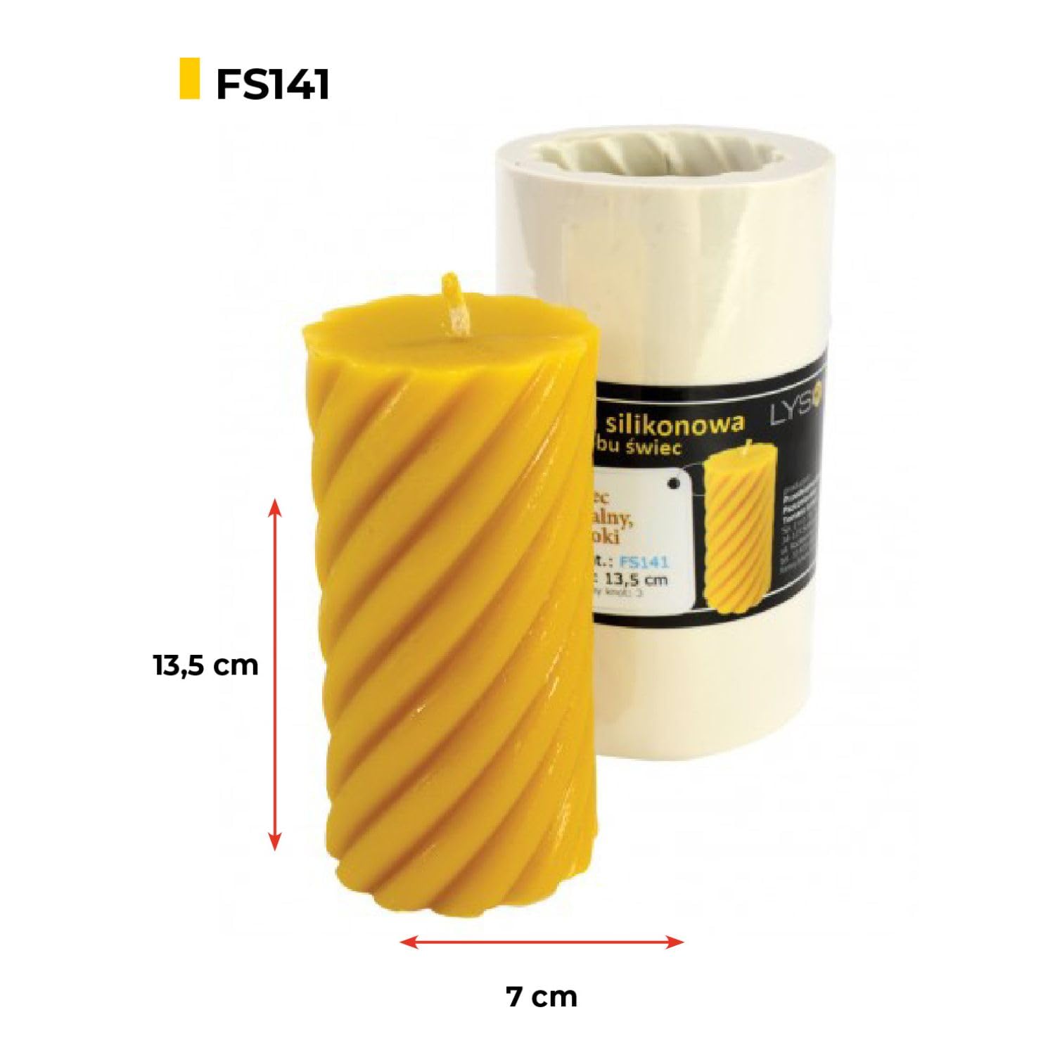 LYSON Forma silikonowa Walec spiralny wysoki – wys. 13,5cm forma do odlewania świec z wosku pszczelego kreatywne pomysł na prezent gips beton żywica mydło parafina wosk sojowy