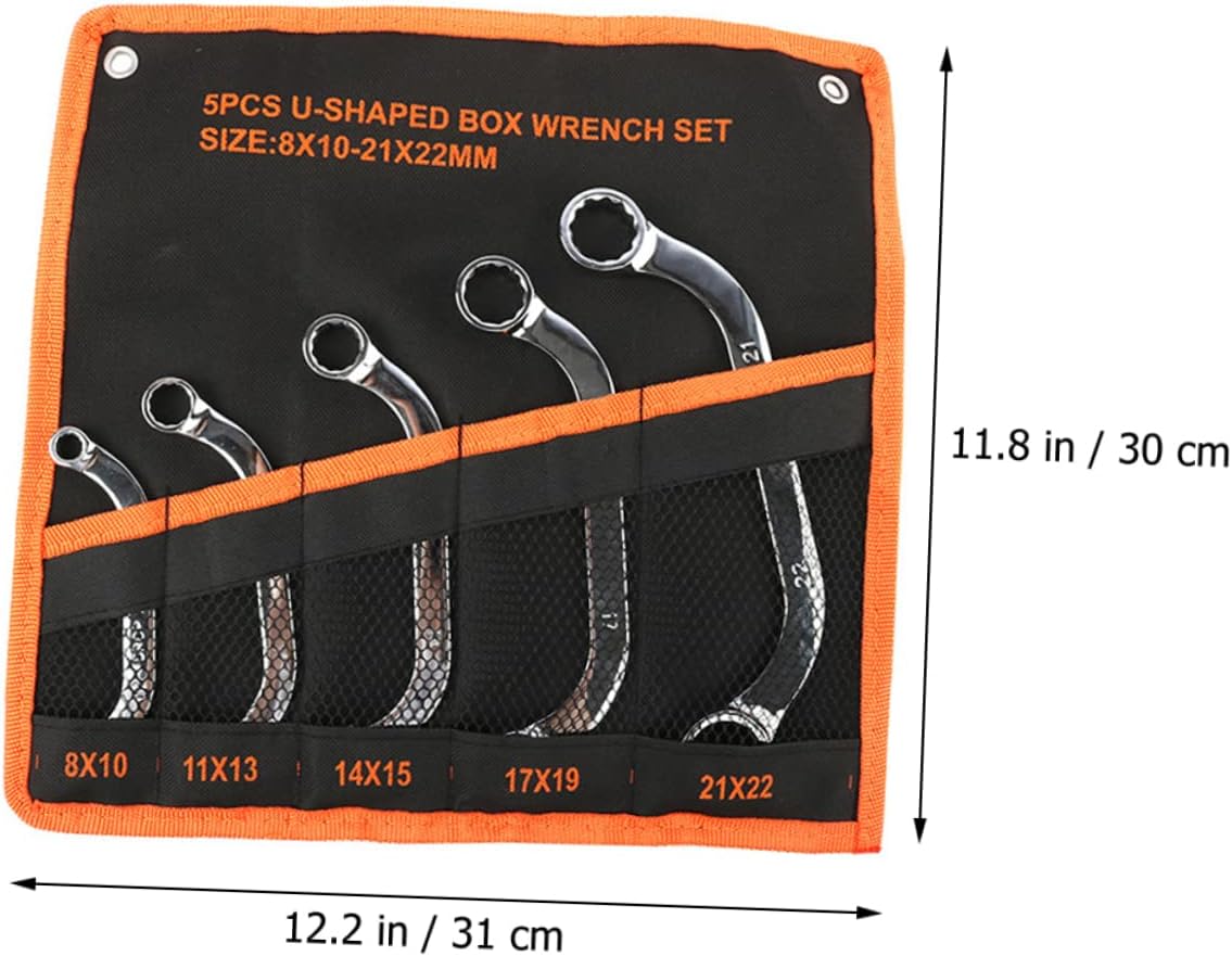 POPETPOP 5Pcs Double Head Box End Wrench Set Durable Socket Wrench for Tight Spaces Efficient Emergency Repairs Versatile Use