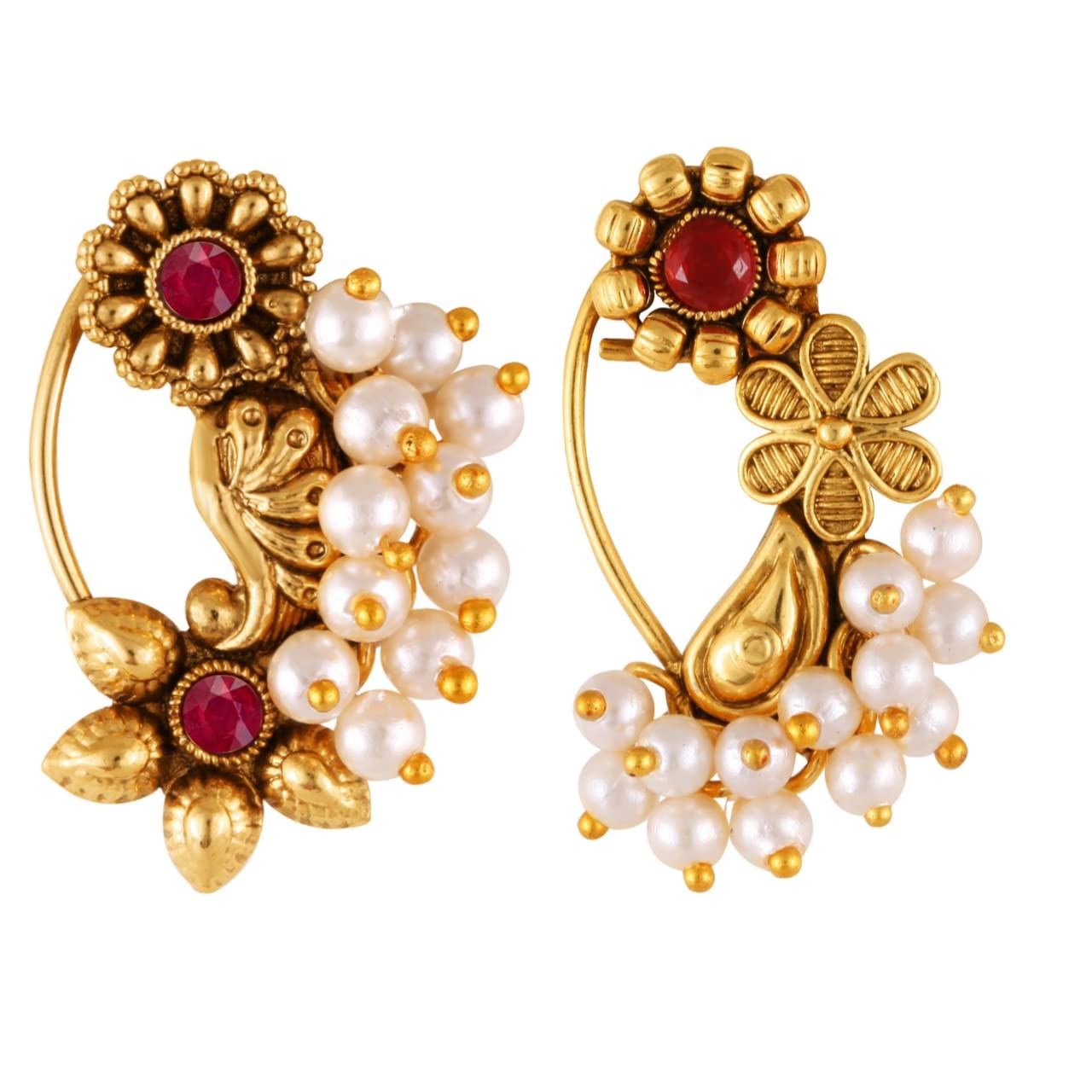 Vighnaharta Golden Moti Pearls Nath Nathiya nose pin Gold Plated Alloy two Nose Ring valentine day gift valentineday gift for her gift for him gift for women gift for woment[VFJ1180-1173NTH-Press-Red] (B0BSFSSKHJ) Amazon Price History, Amazon Price Tracker