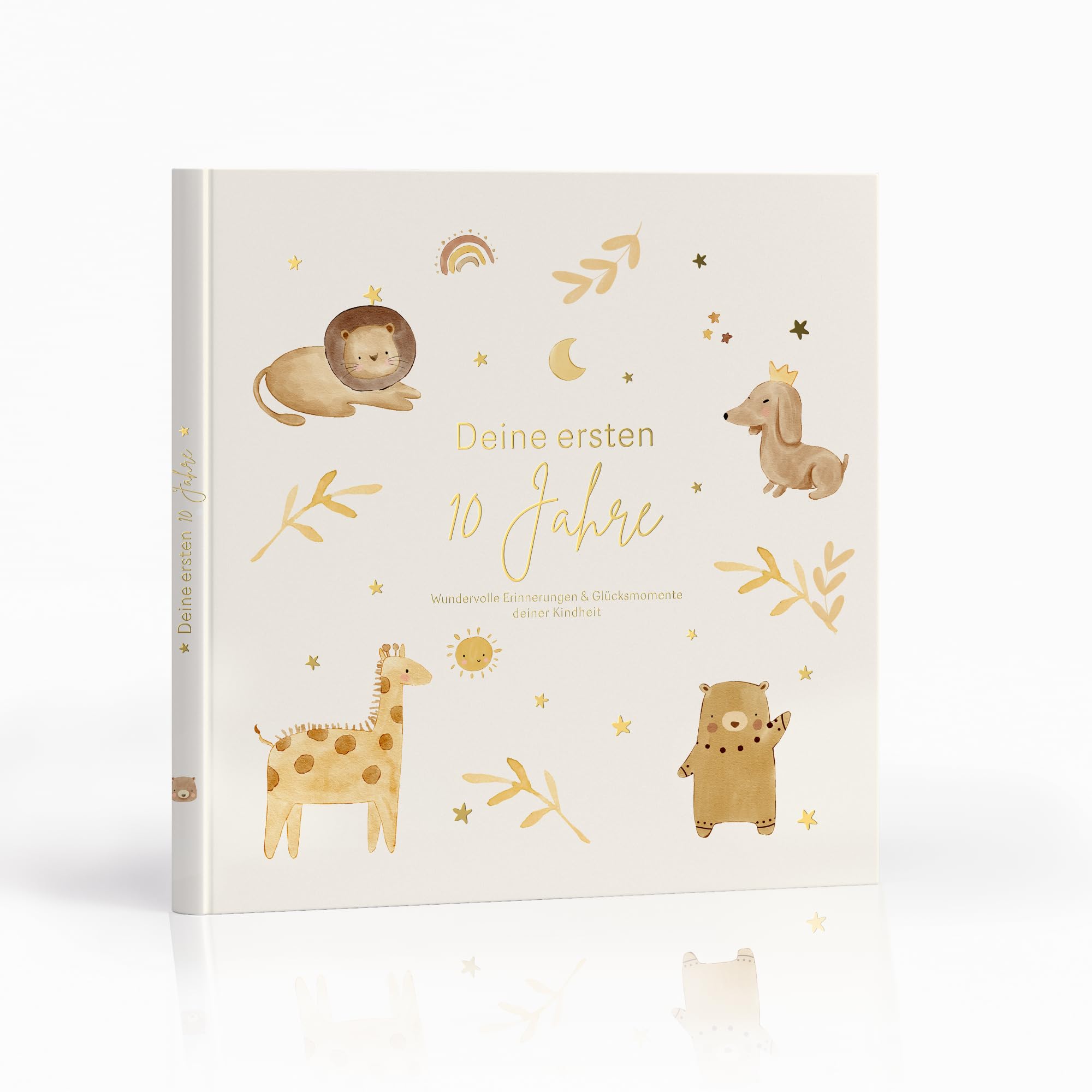 MeinBaby123® Kinderalbum Deine ersten 10 Jahre hochwertig vergoldet, Erinnerungsalbum, Geschenk zur Geburt, Fotoalbum Kinder, Tagebuch Kinder, Album Erinnerungsbuch, Geschenk Kind