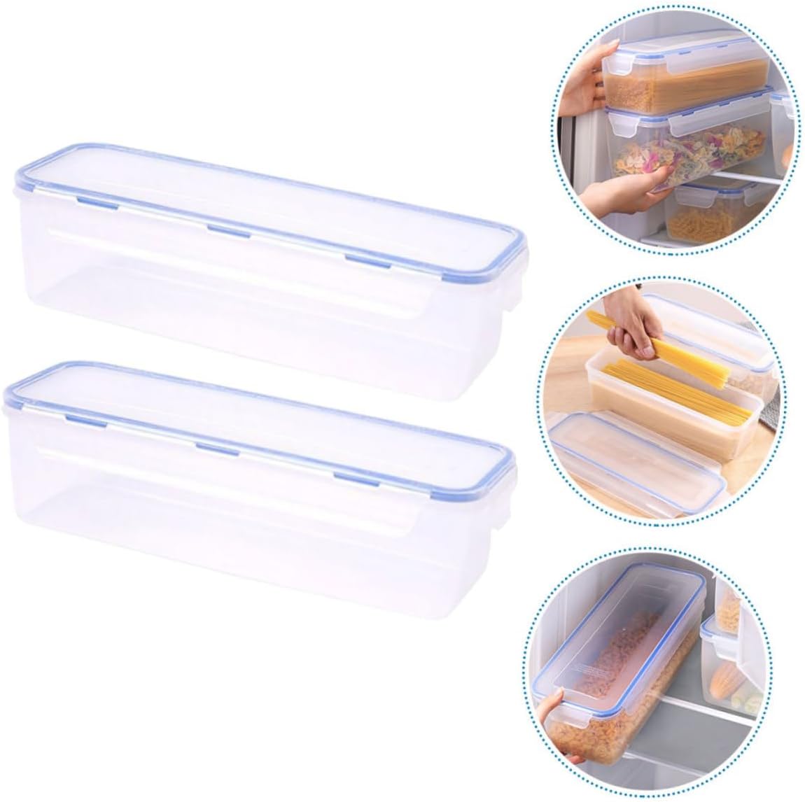 2pcs Rectangle Airtight Food Storage Boxes Pasta Container Noodle Storage Box Spaghetti Sealing Lids