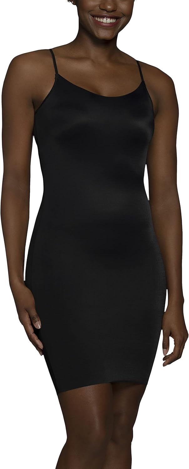 Vanity Fair Women's Shapewear Slip, Tummy Control Full Slip Cami Dress, Seamless Smoothing, Adjustable Spaghetti Strap