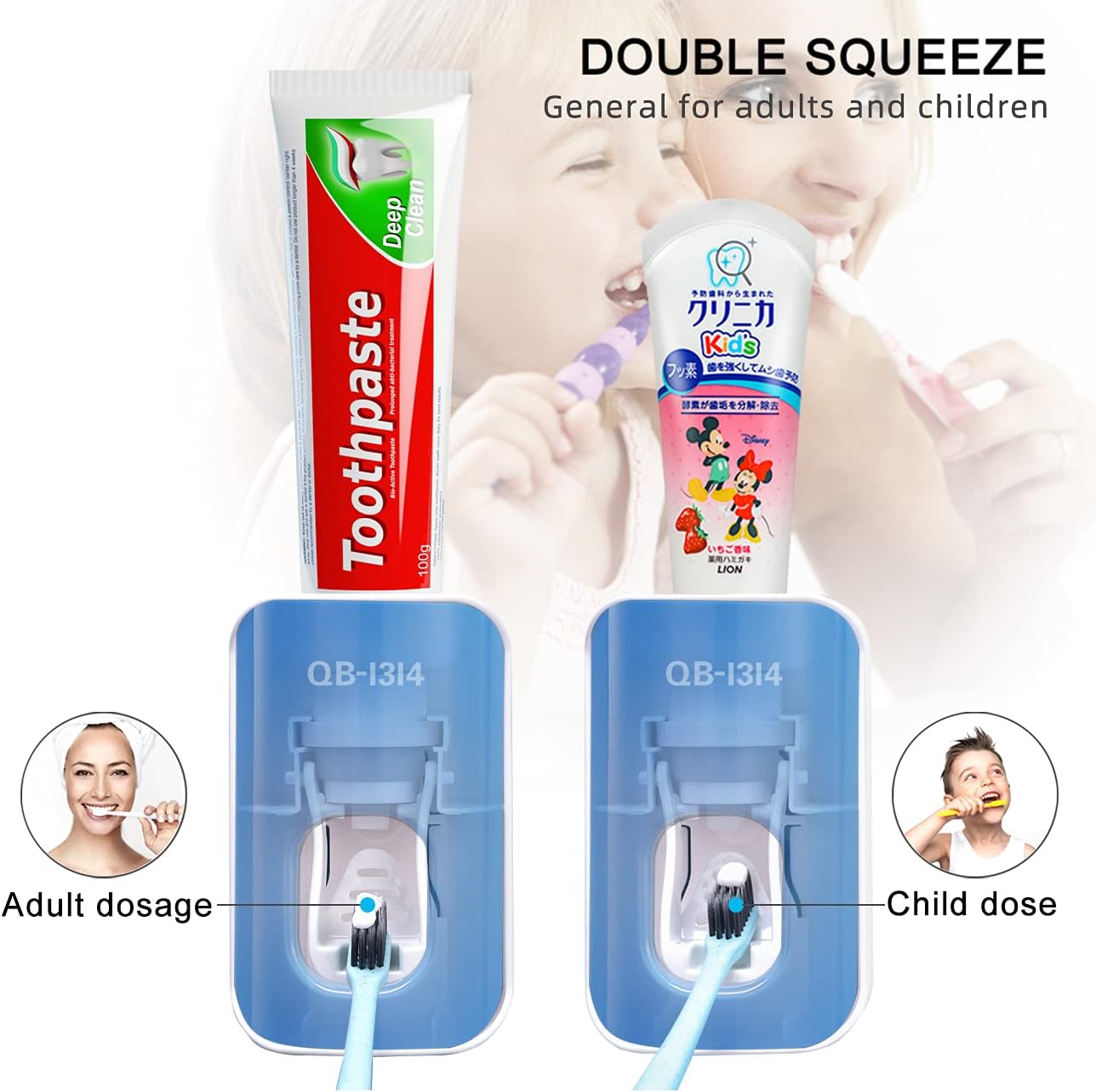 QiCheng&LYS Toothpaste Squeezer, Toothpaste Dispenser Automatic Hands Free Wall Mounted for Family Shower Bathroom(Blue)
