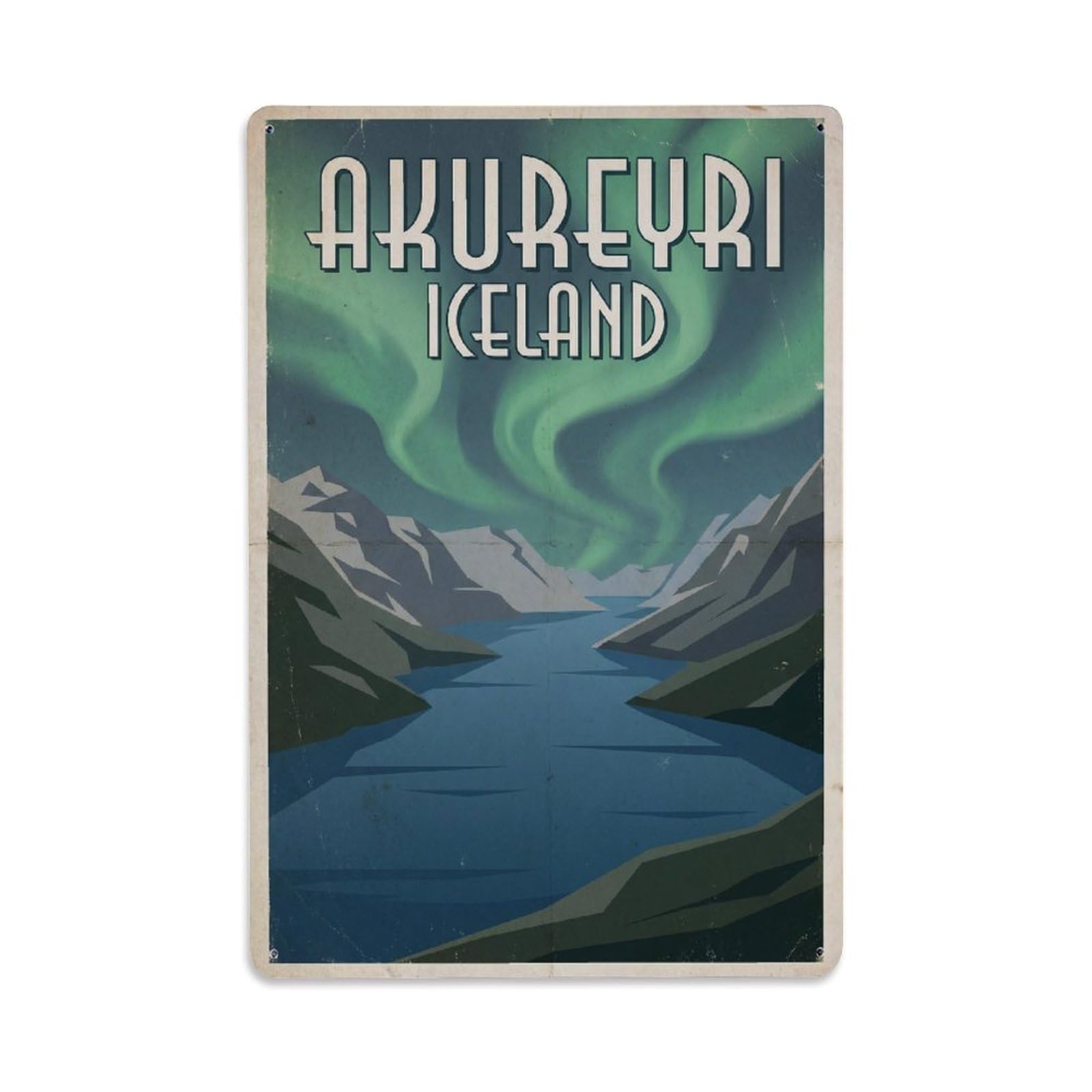 Travel Retro Iceland Akureyri Metal Tin Sign