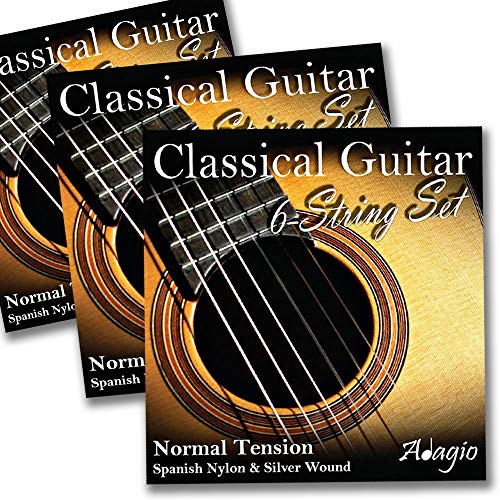 Adagio Pro Classical Guitar Strings, Nylon, 3 Pack