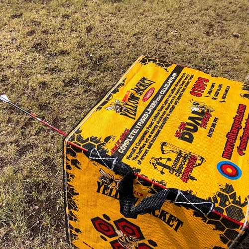 Image of Morrell Yellow Jacket Dual Threat Foam Archery Target Block for Compound Bows and Crossbows, with 4 Sides and 32 Bullseyes, Yellow