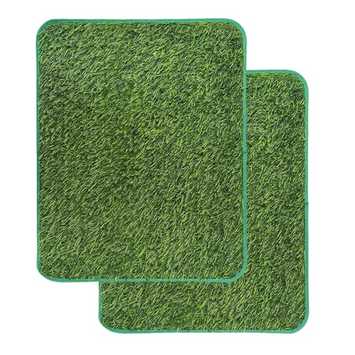 2 Stück Kunstrasen Hundeklo Balkon, Hundetoilette Ersatzrasen Waschbar Welpentoilette Rasenteppich Welpen Rainingsunterlage Rasen Training Pee Pads für Kleine Hunde (58,5 x 46 cm)
