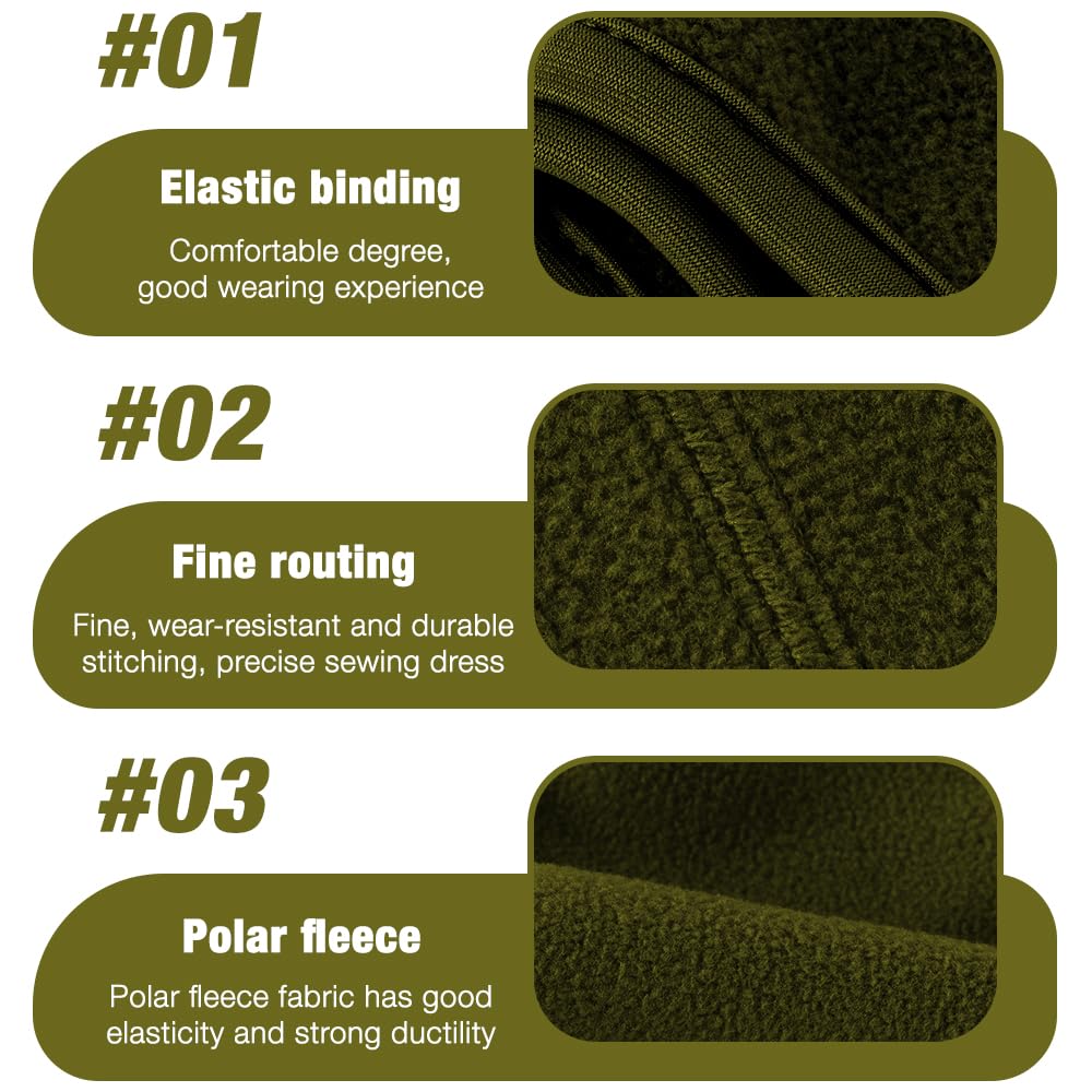 Komake Ear Warmers, 2 Pack Earmuffs Fleece Earmuffs Running Winter Ear Covers Moisture Wicking Sweatband Ski Sport Headband for Men & Women (Black+Army Green) 2