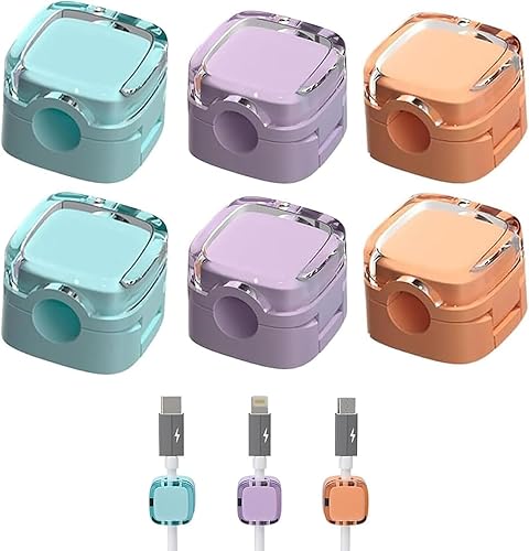 Paquete de 6 organizadores magnéticos de cables de carga, organizador de cables magnéticos, clips magnéticos para organizar cables, soporte de