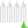Squeeze Bottle, 4 Pack Squeezy Sauce Bottles, 250ml /8 oz Plastic Bottles with Lids, Reusable Liquid Container, Seasoning Dispensers for Hot Sauce, Salad, Sauce, Ketchup, Mustard, Oil(B)
