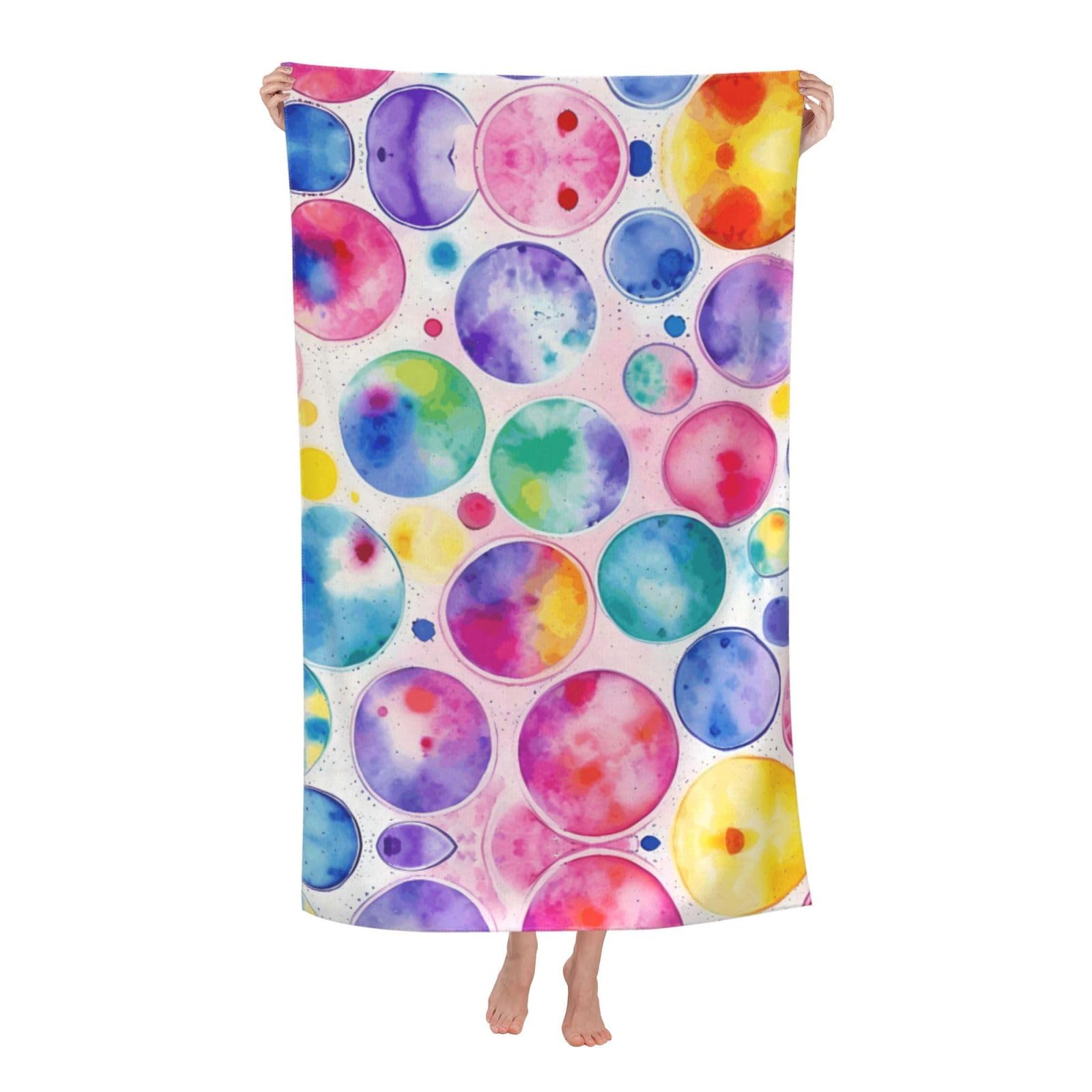 pojknbv Beautiful Rainbow Mermaid Print Oversized Adult Beach Towel Quick-Dry Comfortable Lightweight Travel Pool Camping