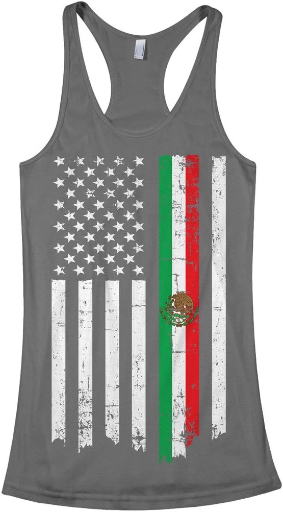 Threadrock Women's Mexican American Flag Racerback Tank Top