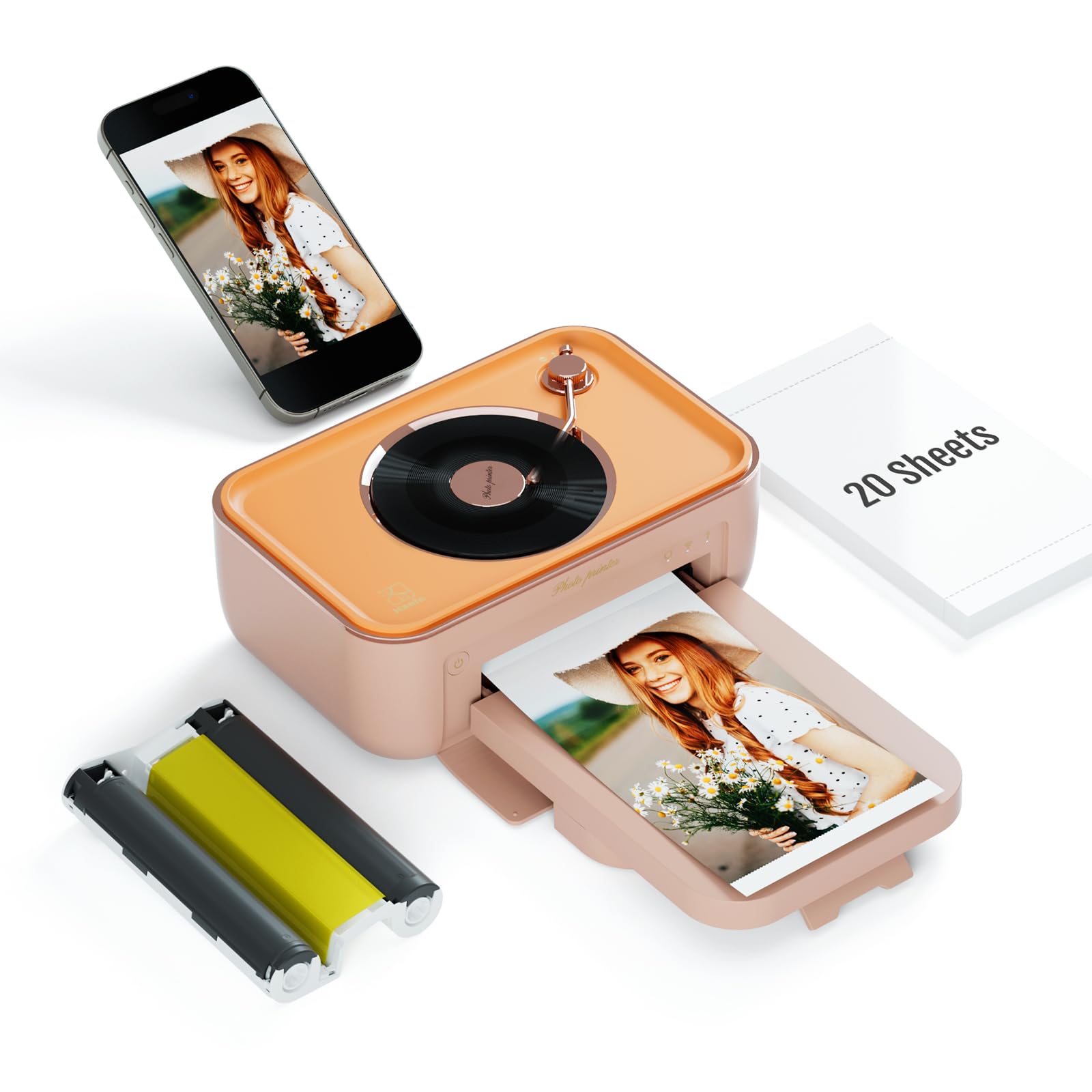 HPRT Photo Printer 4x6&Bluetooth Speaker +20 Sheets and 1ribbon Pink, Wi-Fi Wireless Photo Printers, Portable Instant Picture Printer for iPhone, Android, Thermal Dye-Sublimation, AR Video Printing-image-42