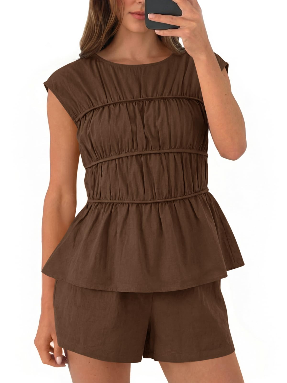 Photo 1 of Tankaneo Womens Cotton Linen Summer Short Sets - XL