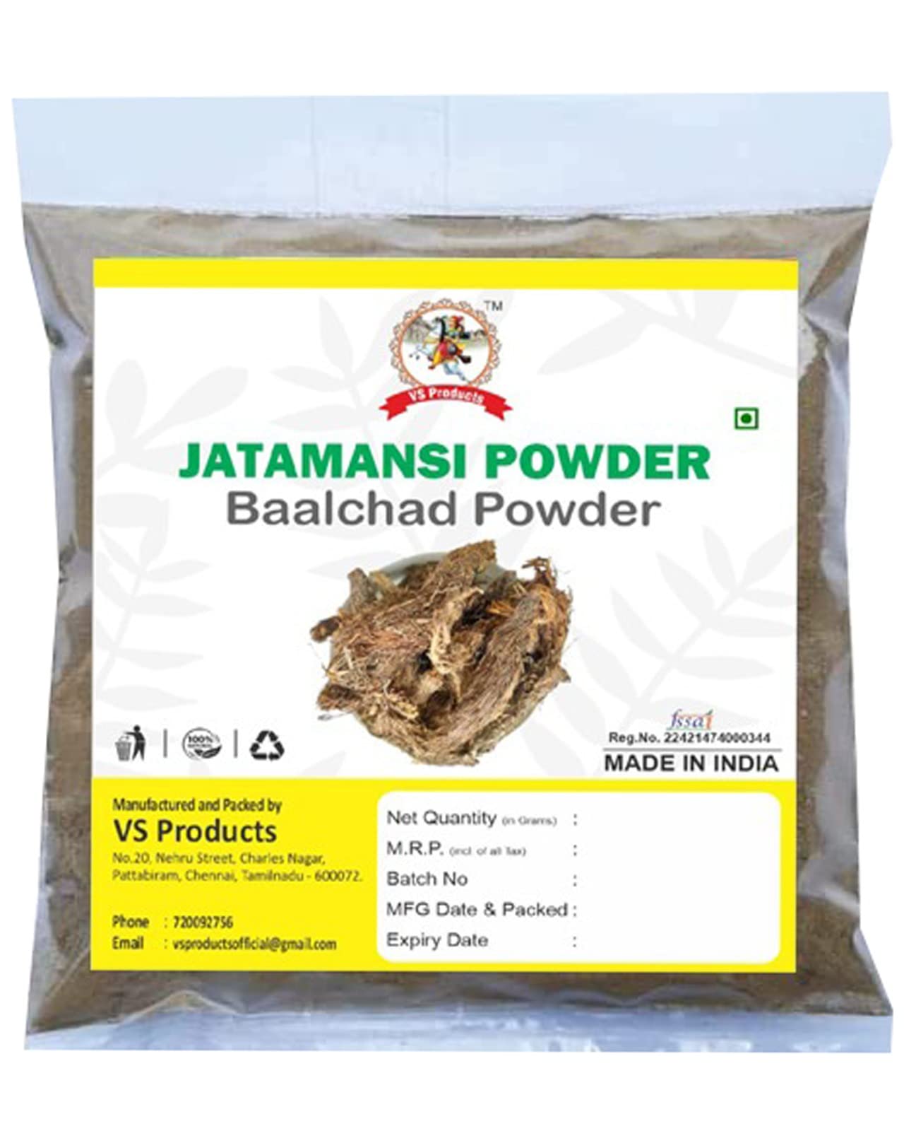 VS Products Jatamansi Powder Baalchadd Nardostachys Jatamansi Nard Indian 150g