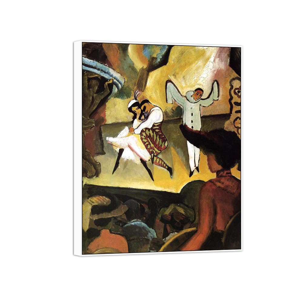 Sdyskkug White Frame August Macke Famous Wall Art For Living Room. Untitled 2. Canvas Artwork Picture. Prints Reproduction Modern Home Decor 65X50cm