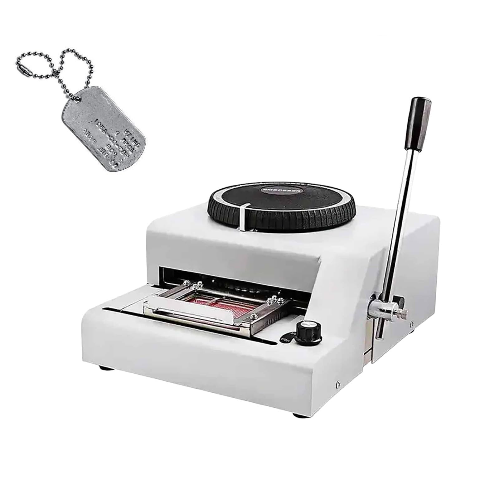 Embosseuse per Medaglie E Macchine Embossing Professionale, 52/72 Caratteri, Spaziatura E profondità Regolabili, per Tessere VIP, Carte PVC E Targhette Metalliche(Stainless Steel)