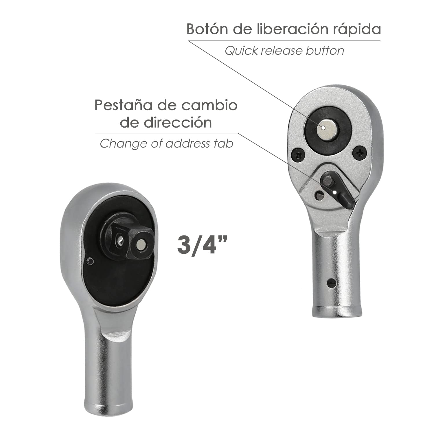 WOLFPACK LINEA PROFESIONAL Juego Llaves De Vaso de Acero Cromo Vanadio con 21 Piezas 3/4" Plus Con Maletin.