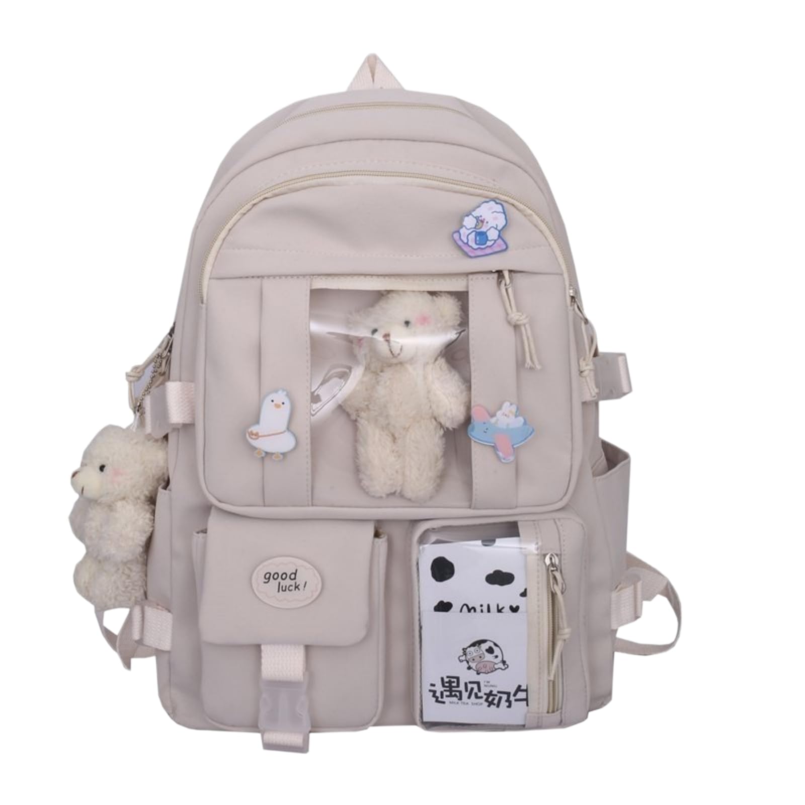 Mochila escolar Zaino Kawaii Multi-Pocket per Ragazze, di Grande capacità con Finestra Gli Studi Scolastici E Le Escursioni Giornaliere