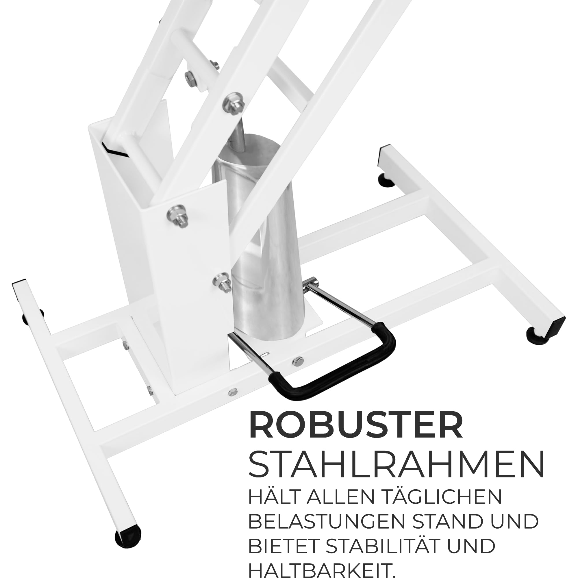 Hydraulischer Hundepflegetisch Höhenverstellbar Profi Trimmtisch | für Tiere bis zu 180kg | 106 x 61cm Gummioberfläche, 4 anpassbare Stallfüße & 3 Schlaufenleinen [Weißer Rahmen & Grauer Tisch]