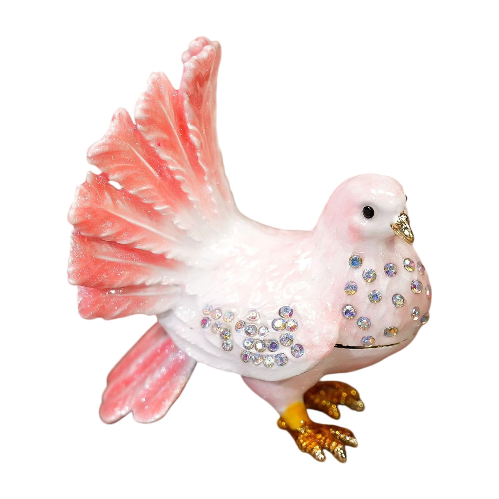 Limtula Exquisite Enameled Coated Bird Ornament Box for Storing Rings Earrings and Trinket Storage Container Unique Crystal Accented Bird Themed Trinket Container
