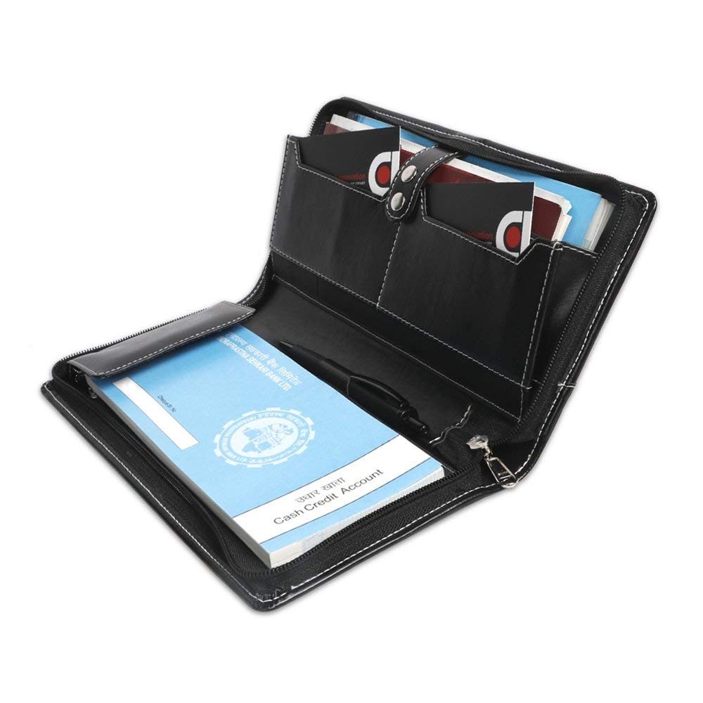 COI Black Combo Set of 5 Expandable Chequebook Holder | Car Document Organizer | Cheque File Folder Best Gift for Employee | Employer | Boss | Secretary