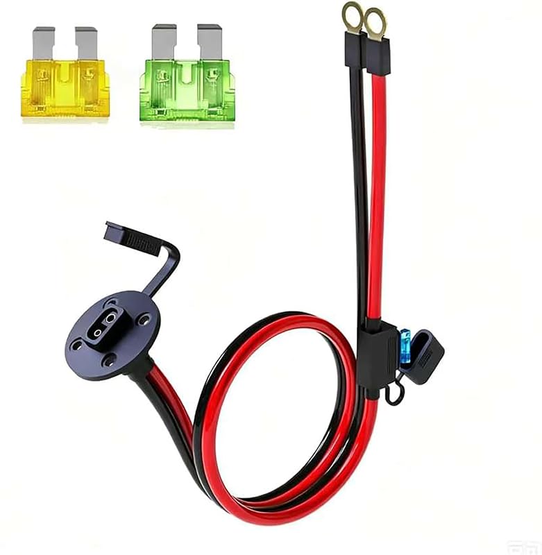 Cabo de alimentação 10AWG com tomada lateral SAE e terminais O-ring YETOR, 61 cm