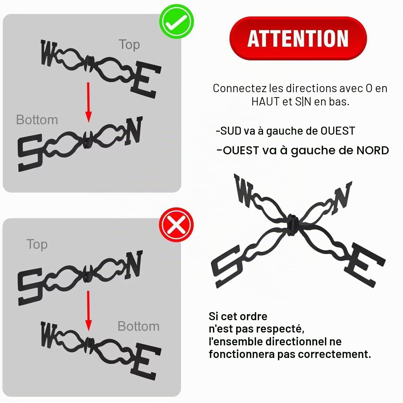 Coq Girouette, Girouette en Fonte, 35×130cm, Wind Direction Indicator pour Jardin Extérieur